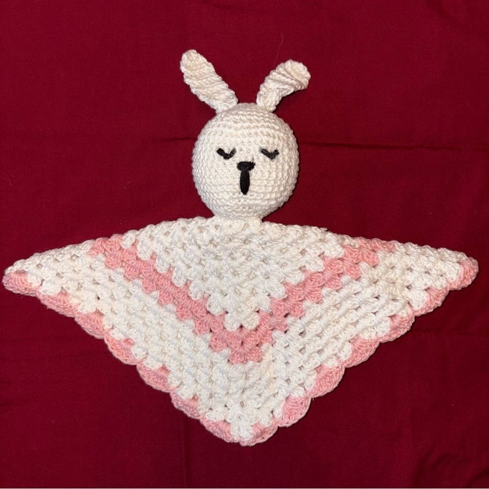 Hand-Crochet Baby Lovey Blanket with Bunny Design - Picture 6 of 6